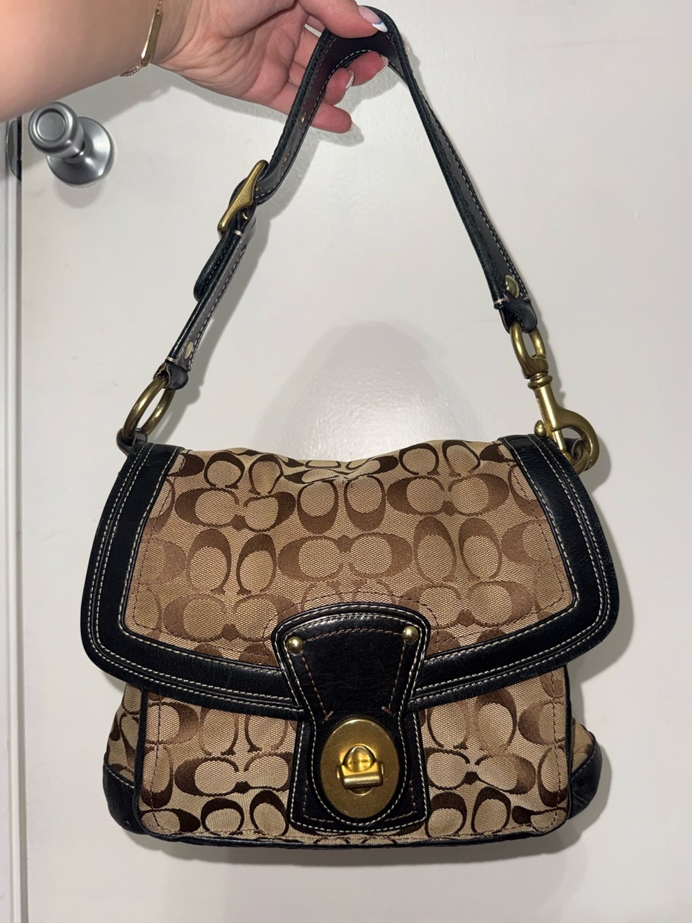 Coach Vintage Legacy shoulder bag signature jacquard canvas gold hardware